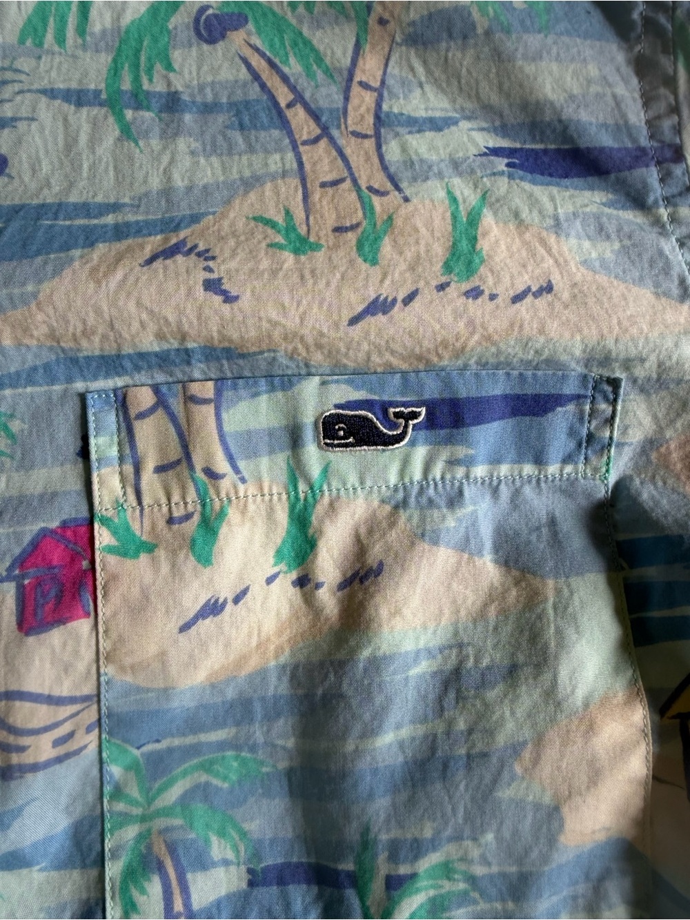 Vineyard Vines Hawaiian Blue Beach Print Button-Down Shirt Casual Men’s Small - Picture 2 of 4